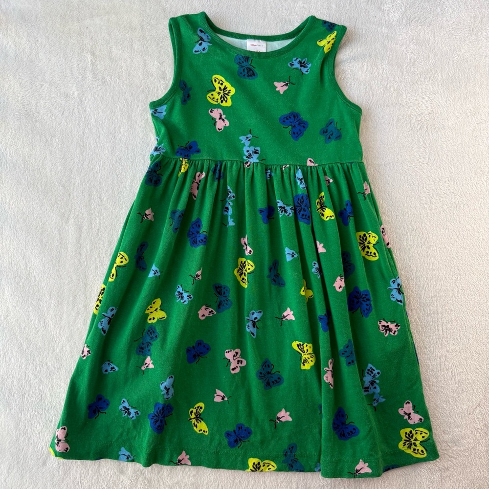 Hanna Andersson Green Dress with Colorful Butterfly Print